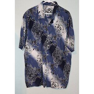 Utility Hawaiian Shirt Aloha Dragon Print Short Sleeve Button Up XL Cotton Rayon